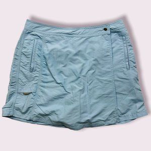 LL Bean Cargo Skort Womens Size 12 Skirt Hiking Golf Light Blue Nylon Pockets